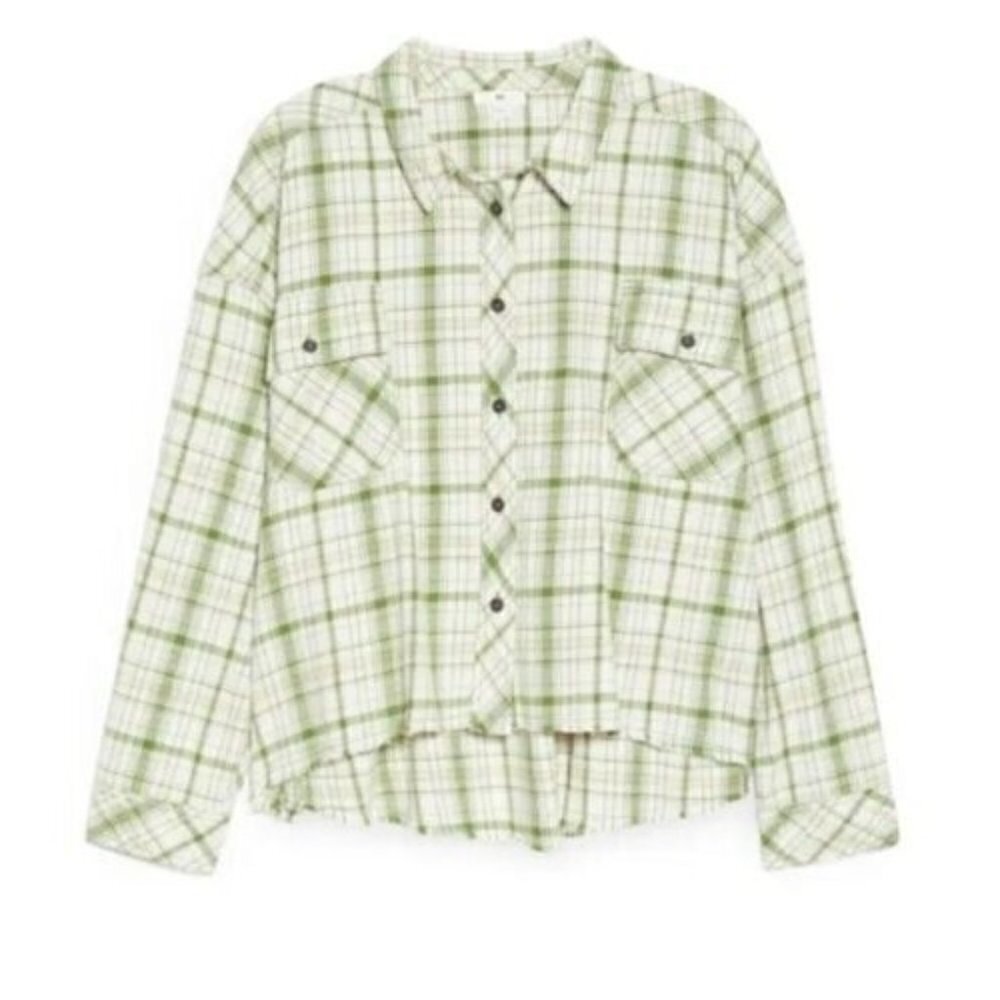 BP Long Sleeve Bnwot Plaid Top Sz Small Womens Frayed Hem